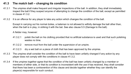 ICC Playing Conditions Clause 41.3